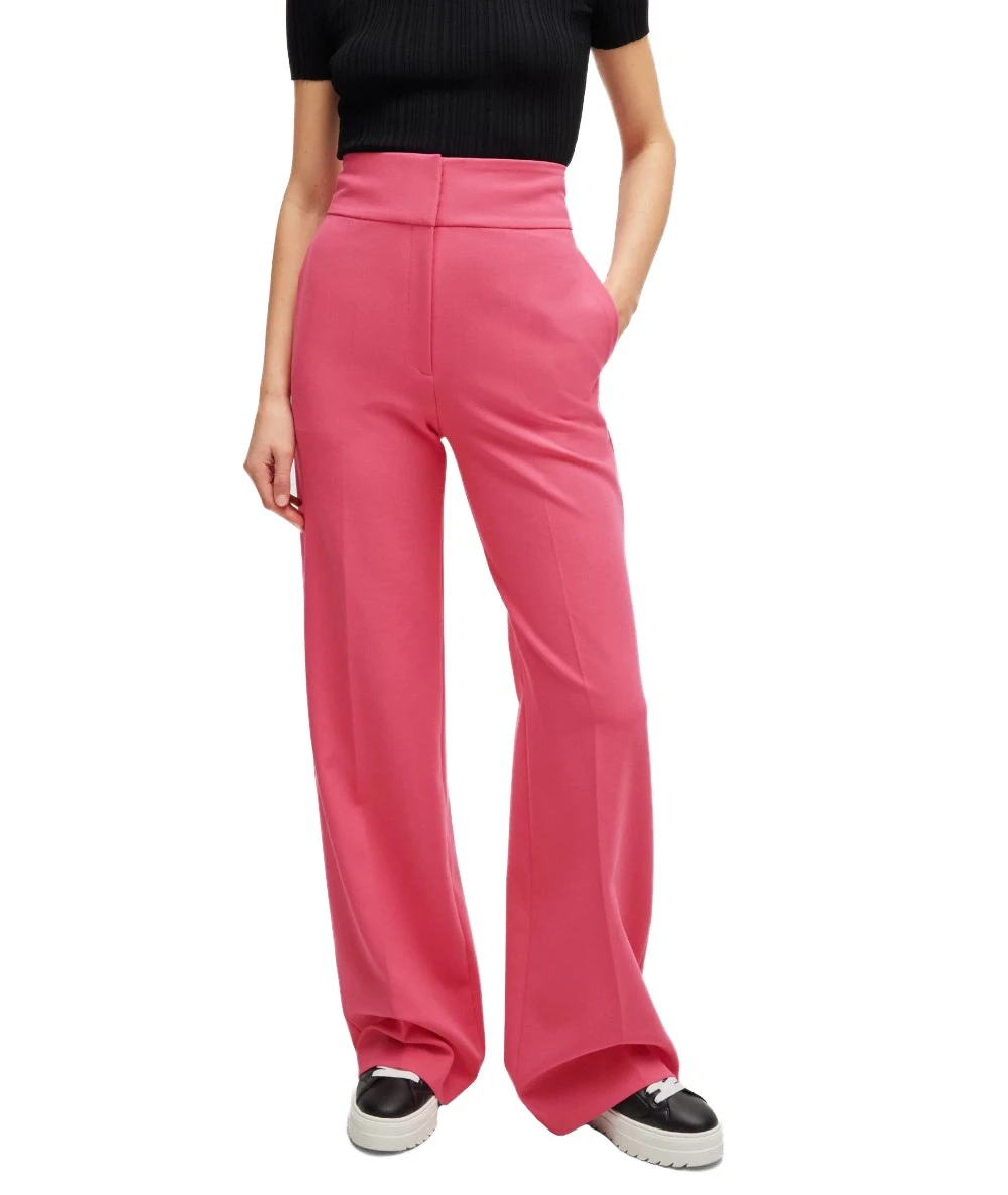 HUGO Style Himia Regular-fit high-waisted trousers with flared leg 1
