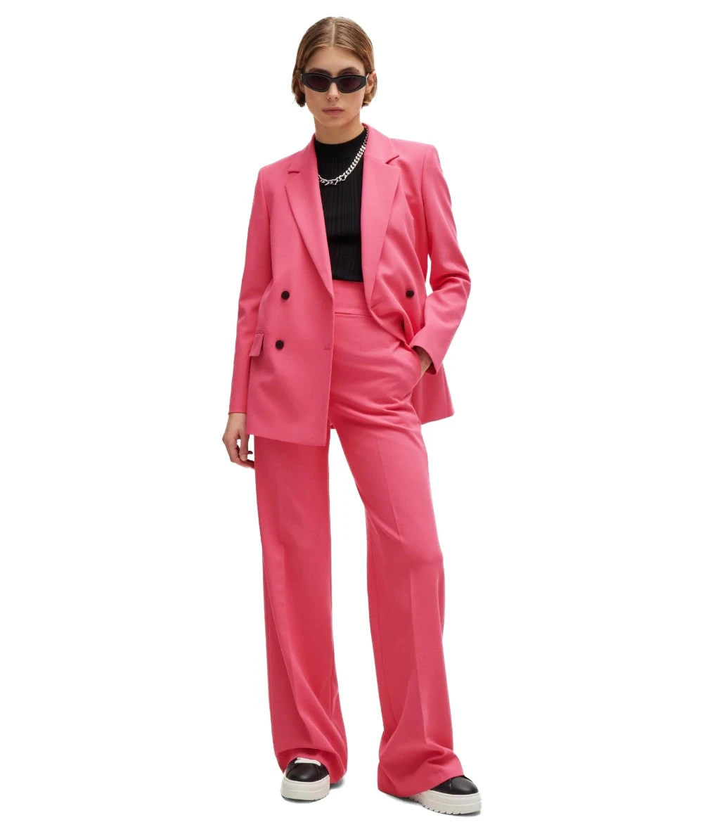 HUGO Style Himia Regular-fit high-waisted trousers with flared leg 3