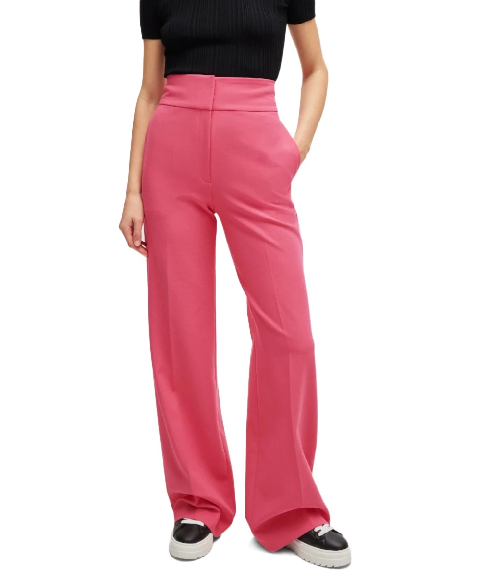 Regular fit high waisted trousers with flared leg 1