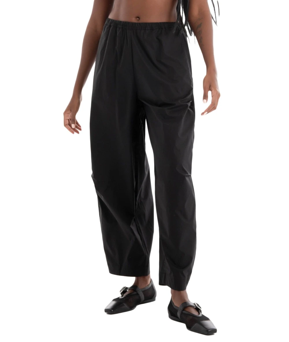 BLACK & BLACK Γυναικείο ψηλόμεσο cropped παντελόνι με ελαστική μέση και χαλαρή εφαρμογή 1