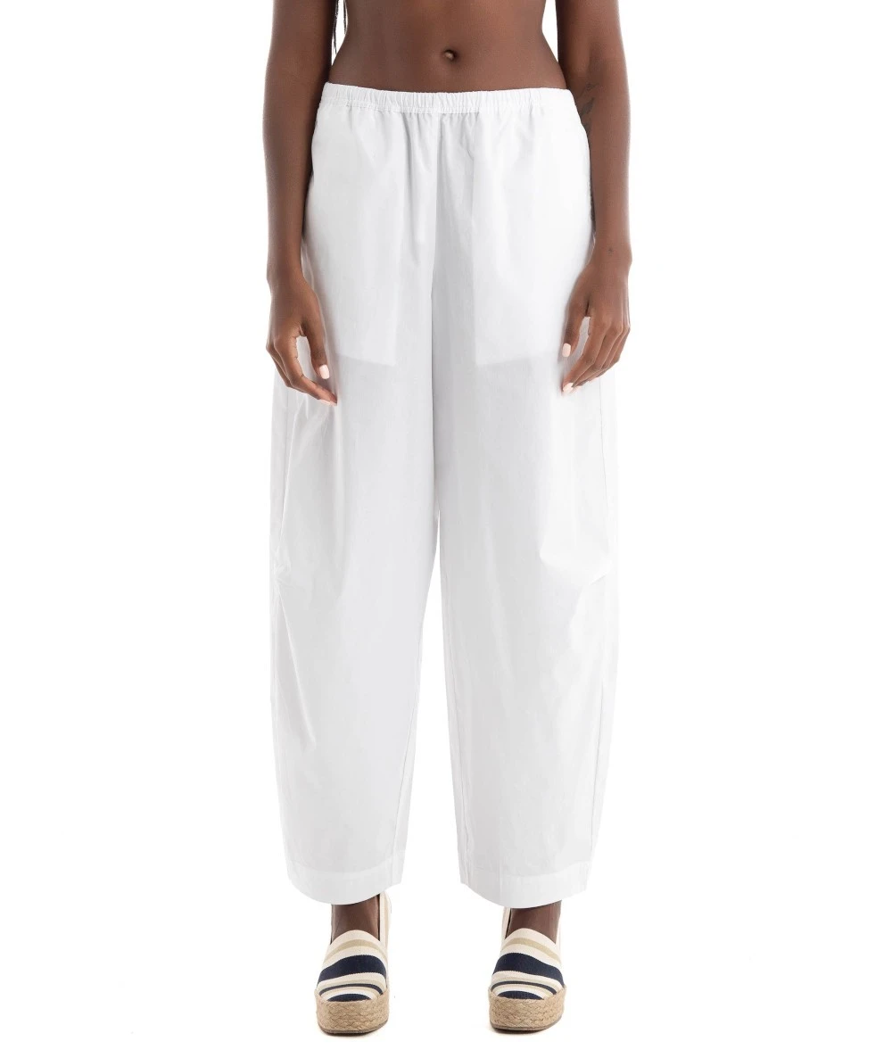 BLACK & BLACK Γυναικείο ψηλόμεσο cropped παντελόνι με ελαστική μέση και χαλαρή εφαρμογή 2