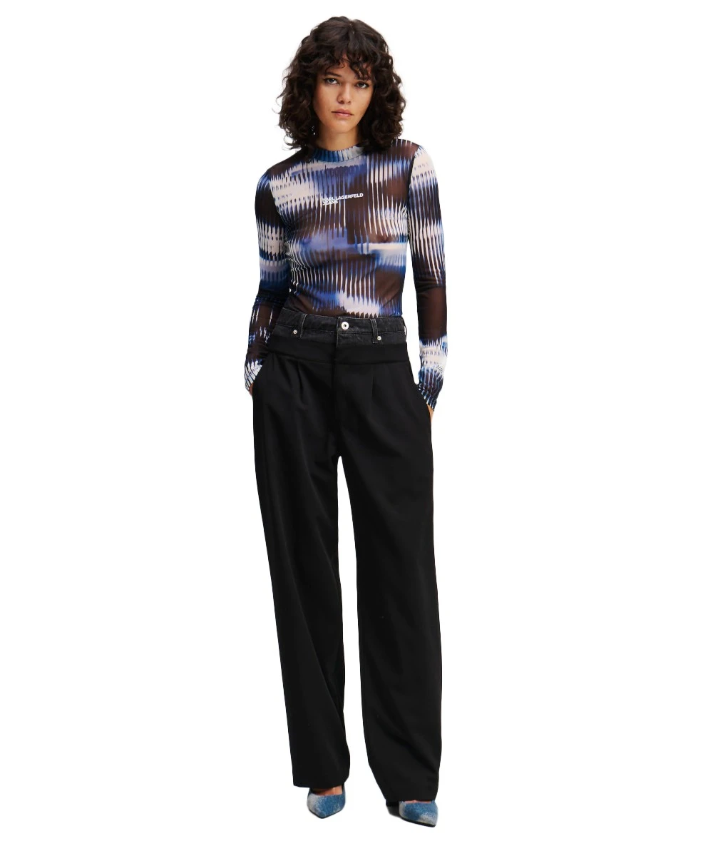 Karl Lagerfeld Γυναικείο Παντελόνι από Μιξ Υλικών Mom Jeans 1