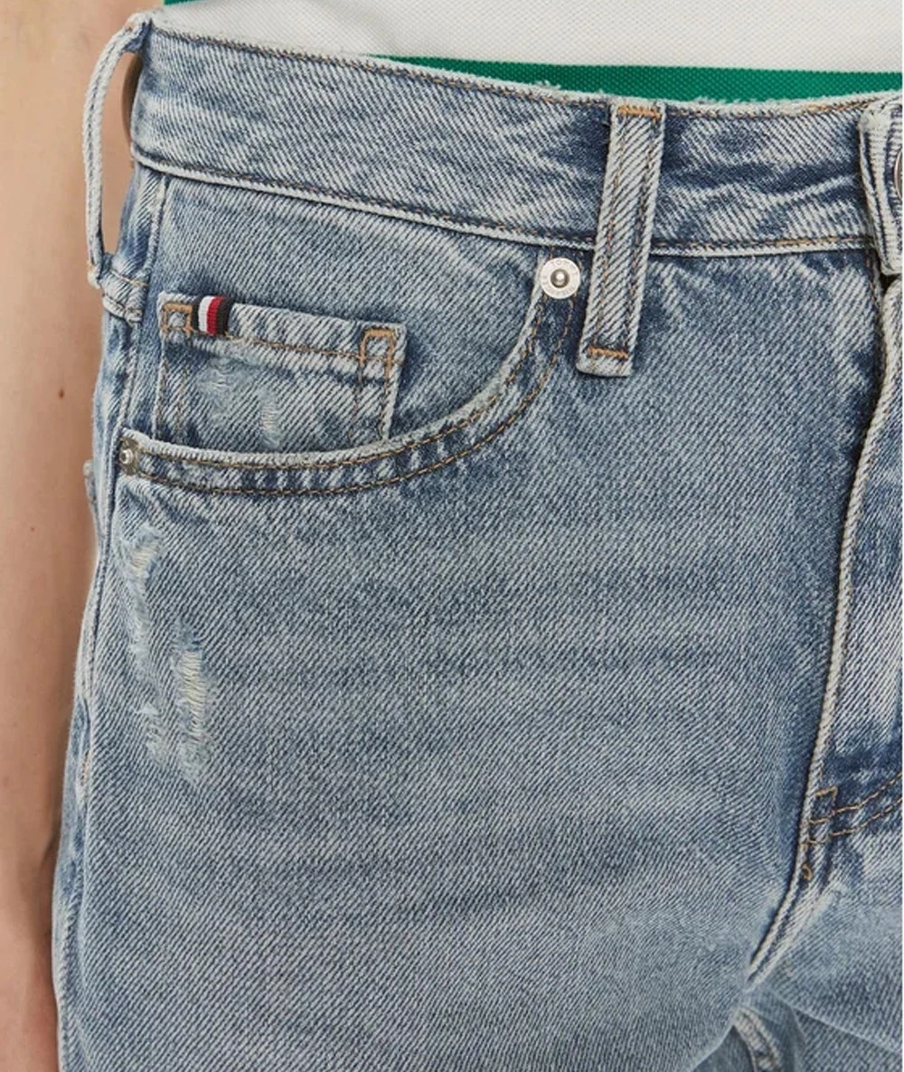 TOMMY HILFIGER: Denim Σορτς Slim, Ψηλόμεσο με Σκισίματα 4