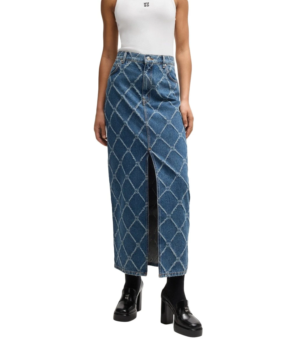 HUGO Γυναικεία Μακριά Φούστα Με Λογότυπο Παντού. 1