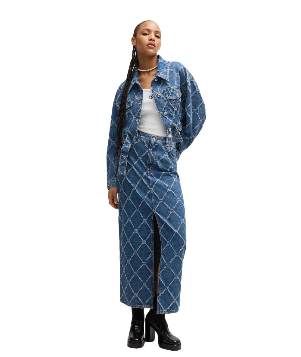 HUGO Γυναικεία Μακριά Φούστα Με Λογότυπο Παντού. 2