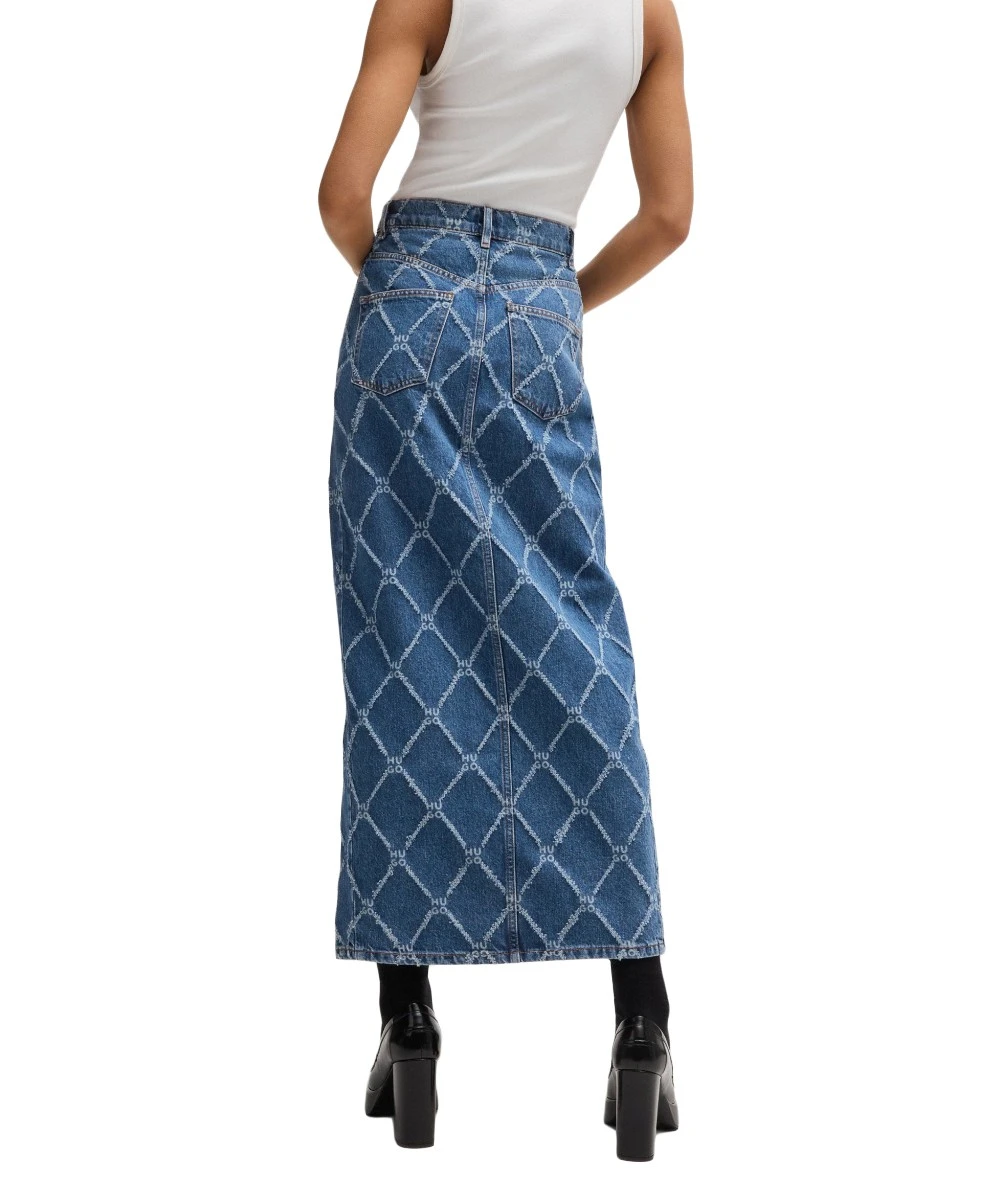 HUGO Γυναικεία Μακριά Φούστα Με Λογότυπο Παντού. 3