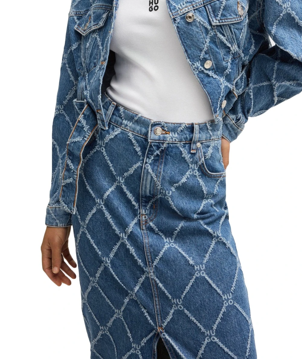 HUGO Γυναικεία Μακριά Φούστα Με Λογότυπο Παντού. 4