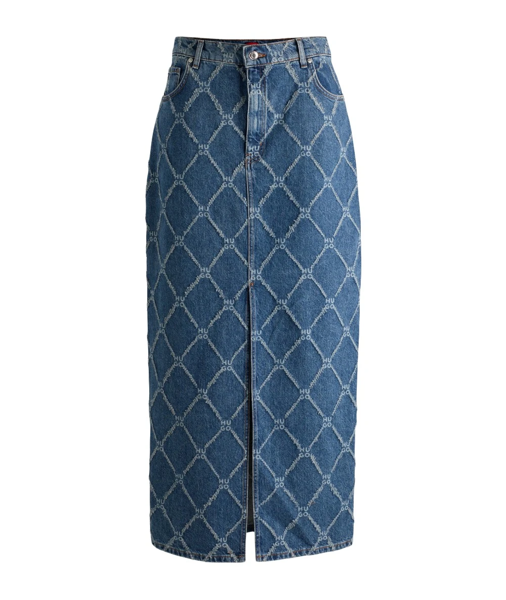 HUGO Γυναικεία Μακριά Φούστα Με Λογότυπο Παντού. 5