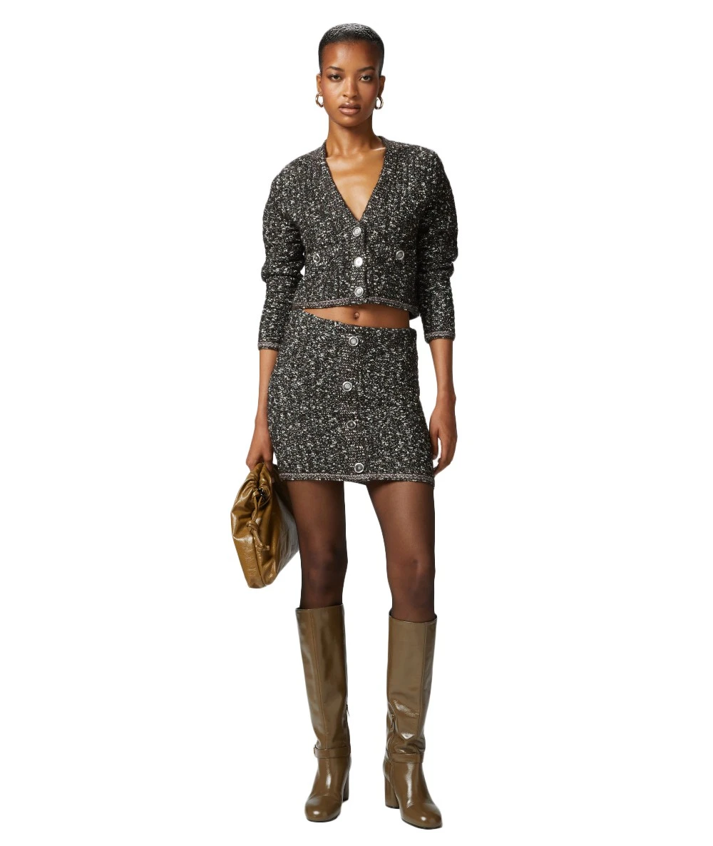 PINKO Γυναικεία Μπουκλέ Πλεκτή Μίνι Φούστα Με Παγιέτες. 3