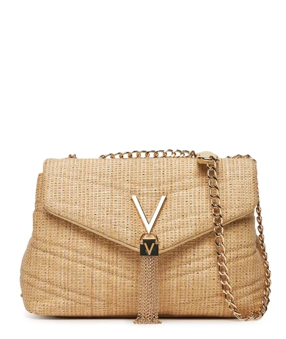 VALENTINO Γυναικεία Τσάντα Ώμου με Γκλίτερ και Ψάθα 1