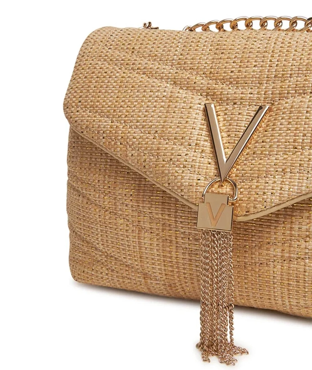VALENTINO Γυναικεία Τσάντα Ώμου με Γκλίτερ και Ψάθα 4