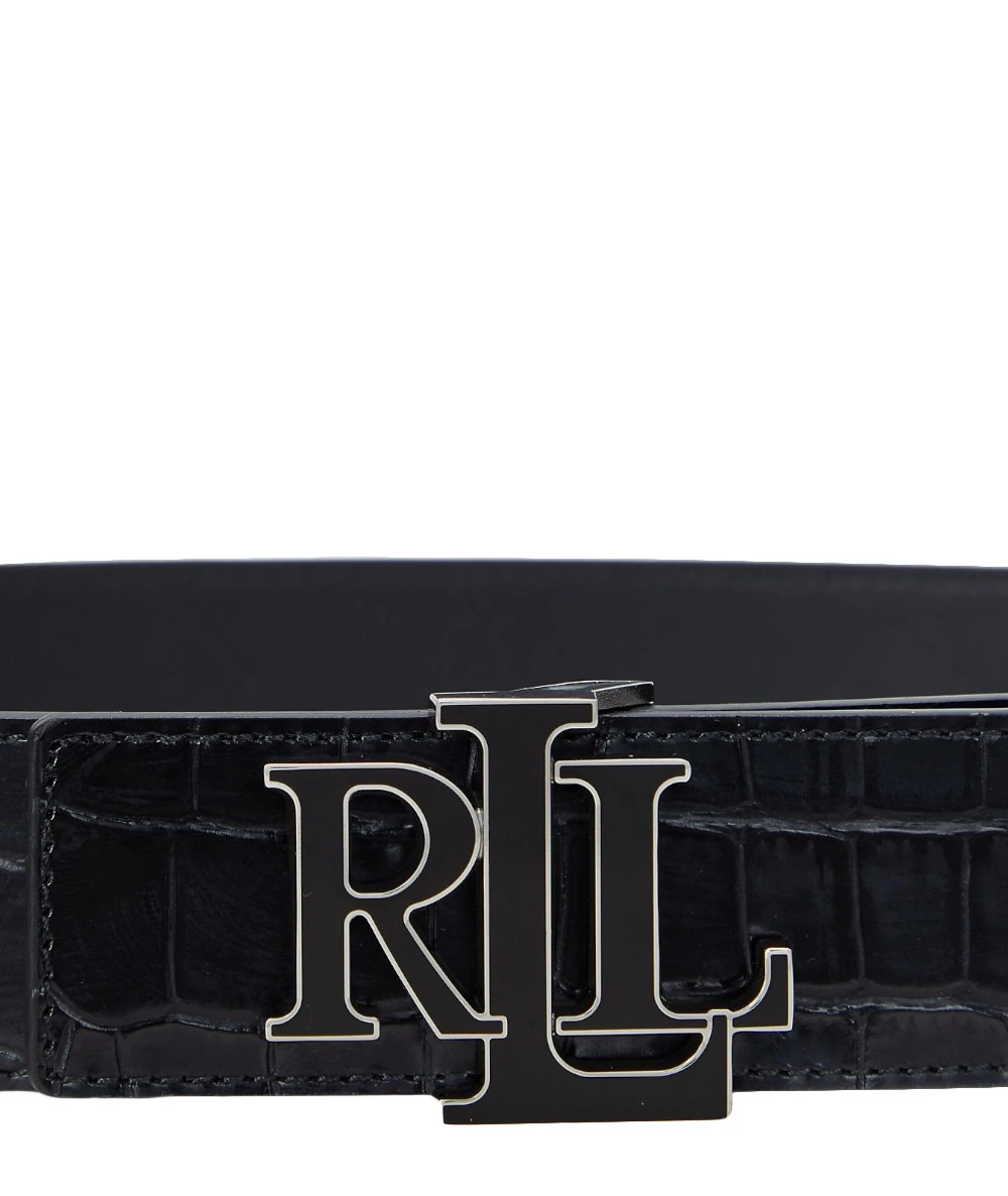 Ralph Lauren Women's Reversible Embossed Croc Leather Belt. 2