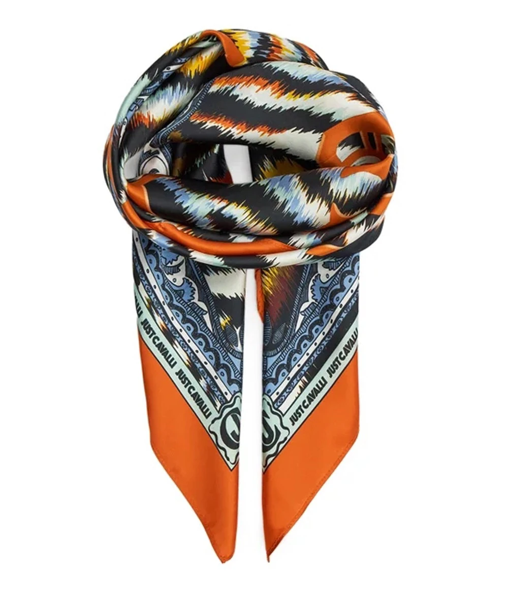 Just Cavalli Allover Printed Satin Scarf 90.5 x 90.5cm 1