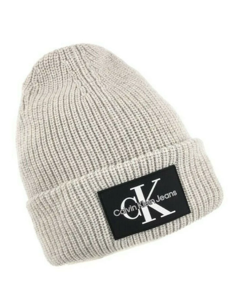 Calvin Klein Monologo Beanie Women's Cap with Rib Knit 3