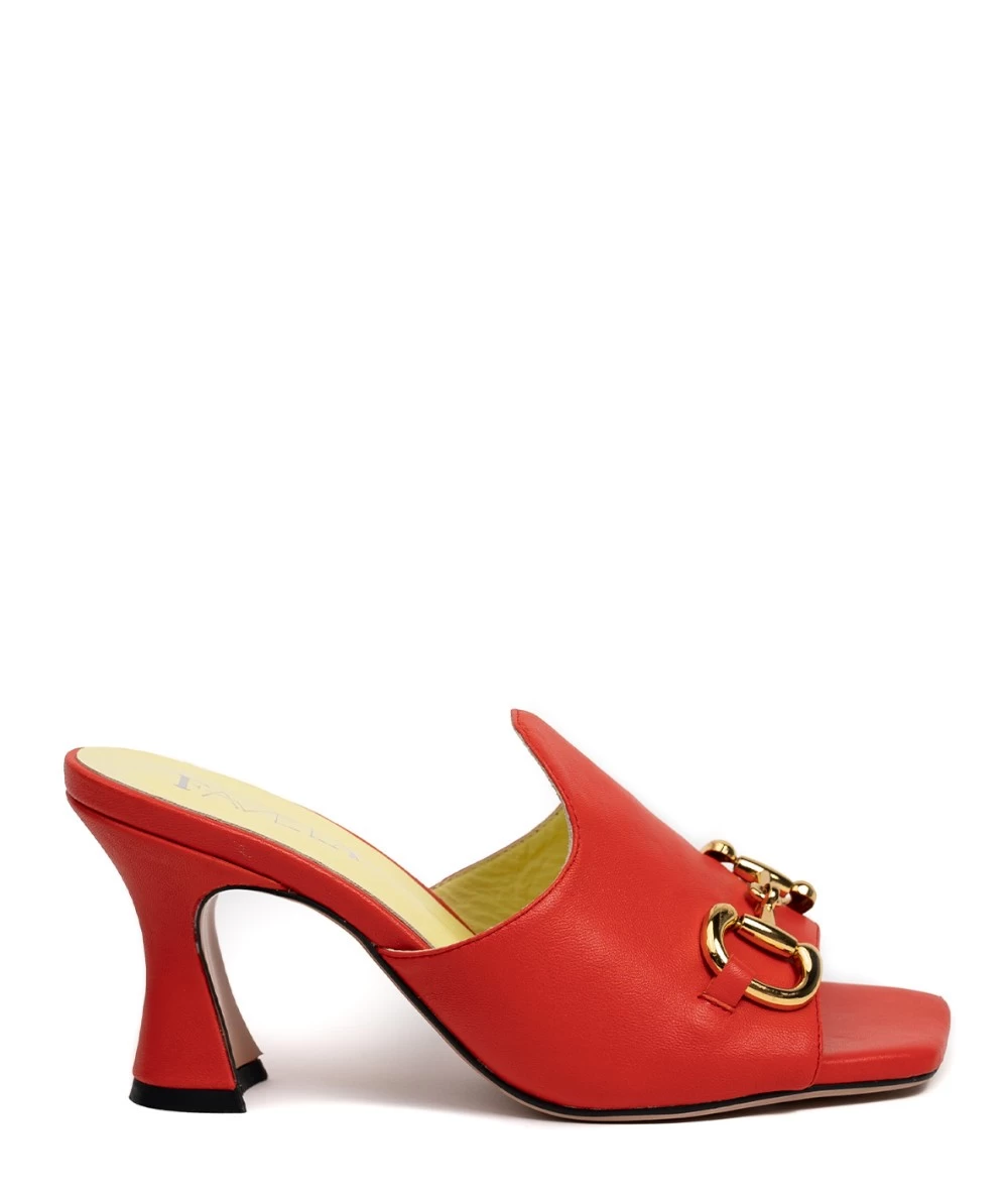 Favela Justin Leather Mules With Thin High Heel. 1