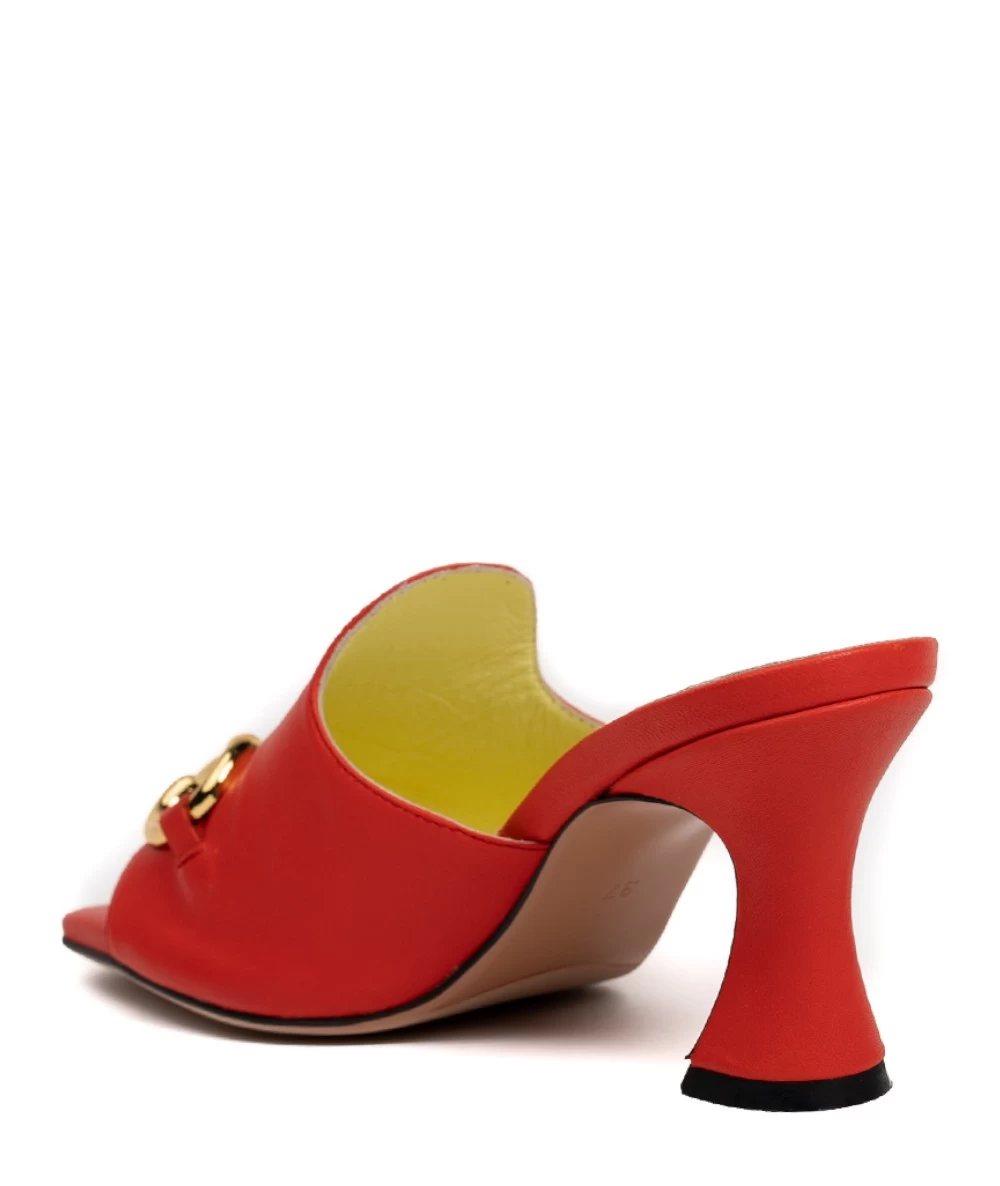 Favela Justin Leather Mules With Thin High Heel. 6