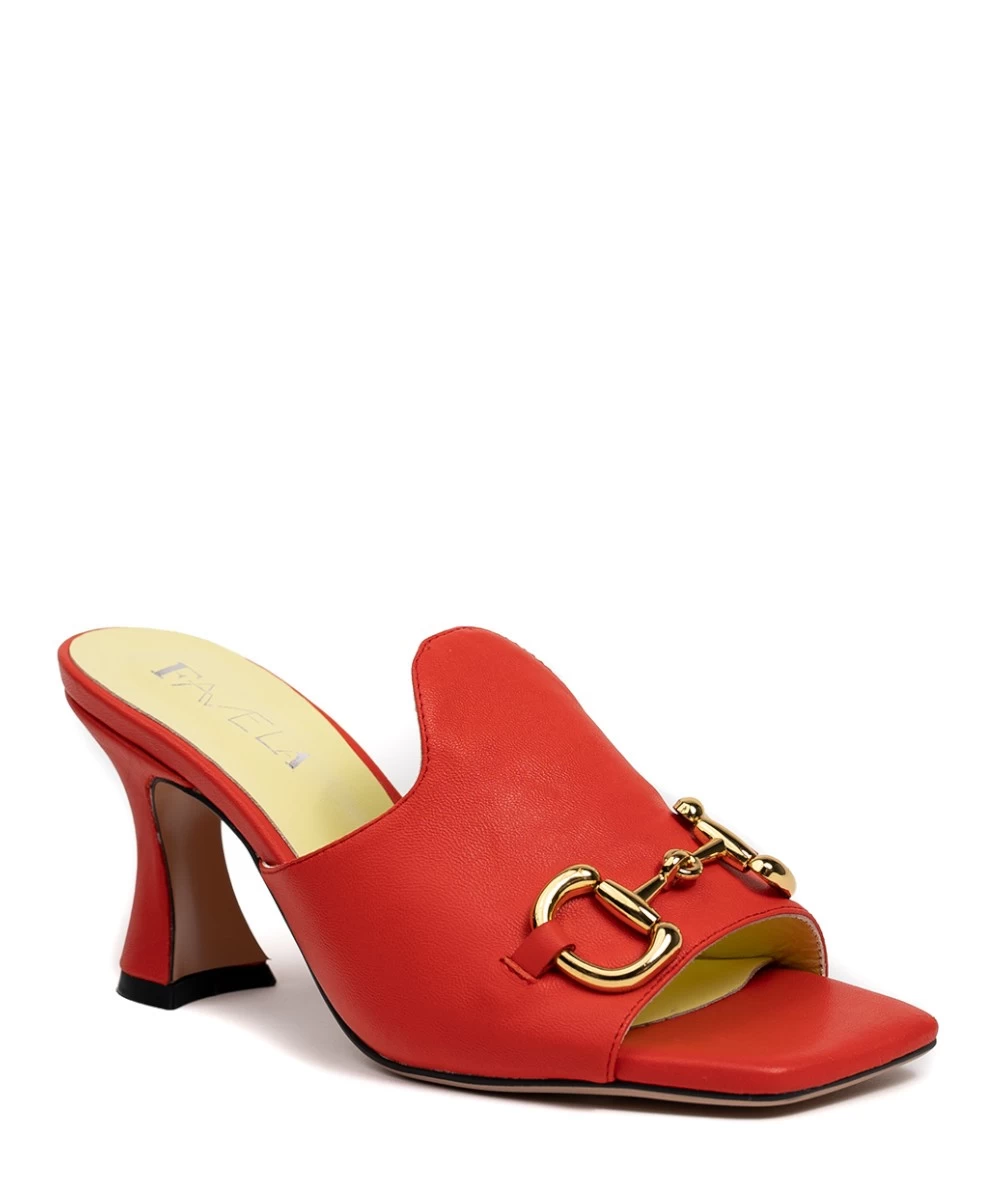 Favela Justin Leather Mules With Thin High Heel. 2
