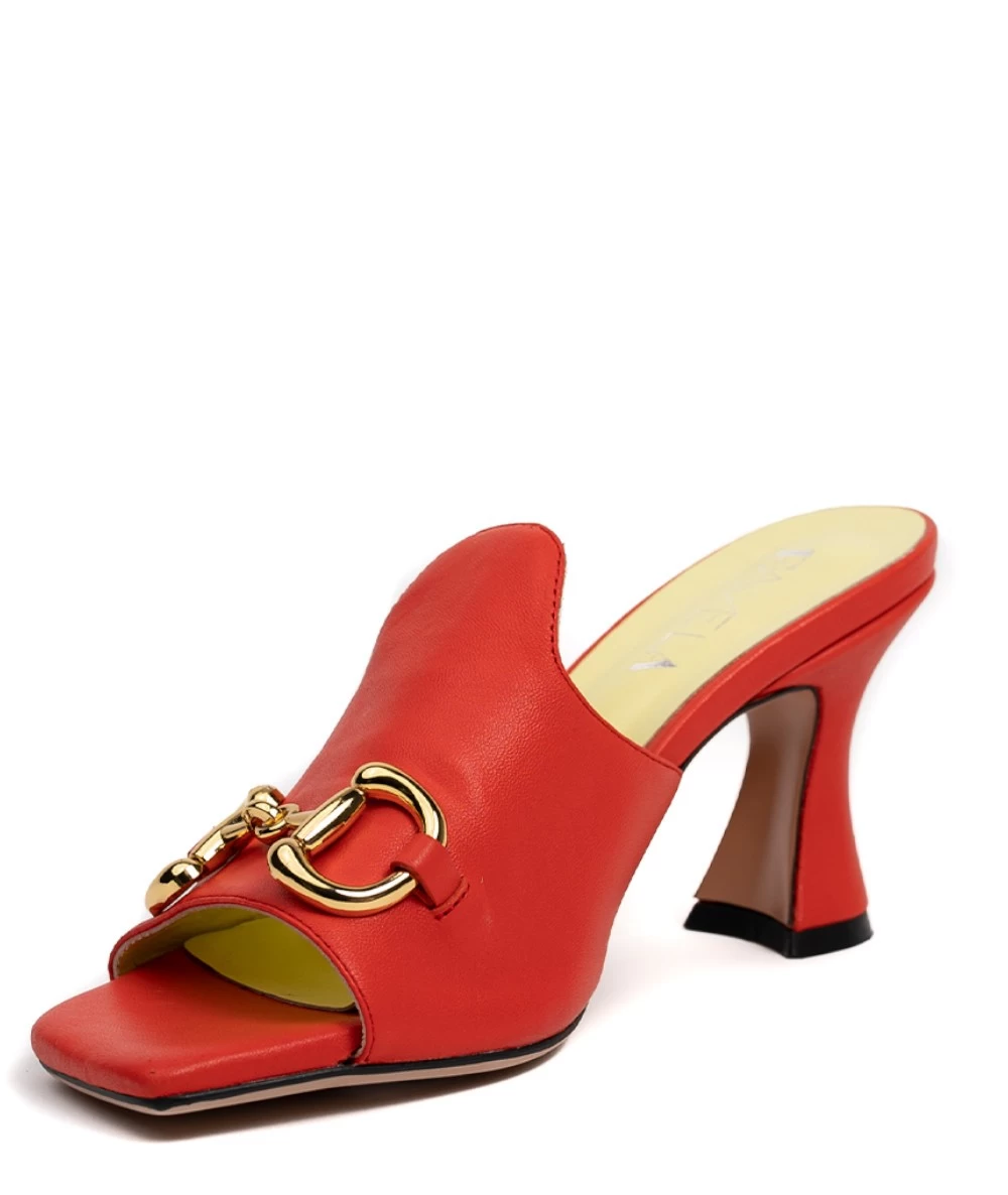 Favela Justin Leather Mules With Thin High Heel. 4