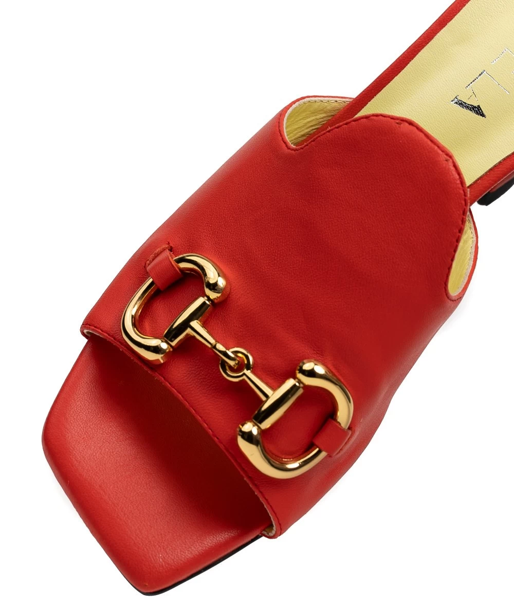 Favela Justin Leather Mules With Thin High Heel. 7