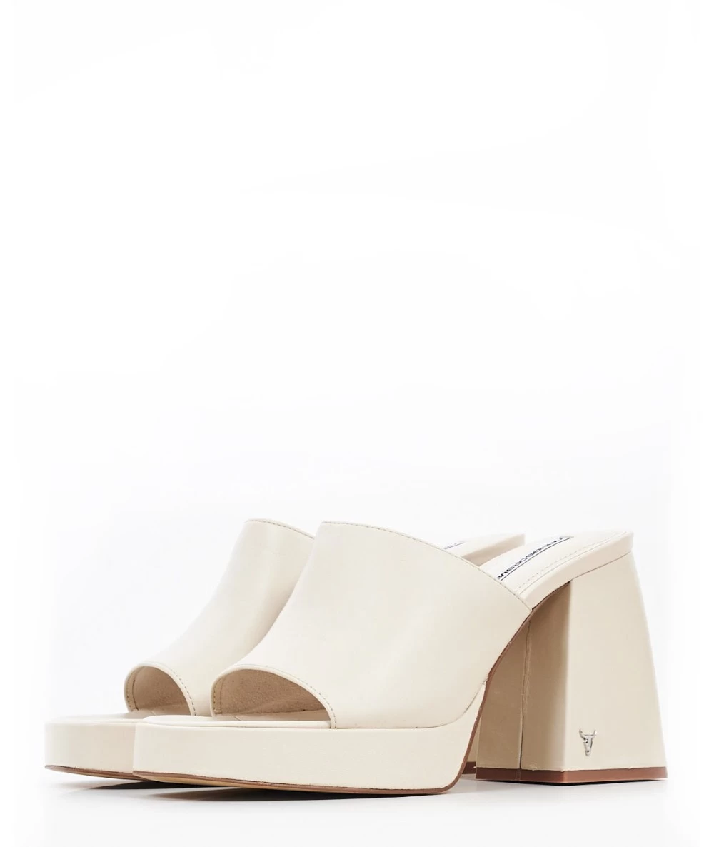 Windsor Smith Closer Leather Mules with Thick High Heel. 2