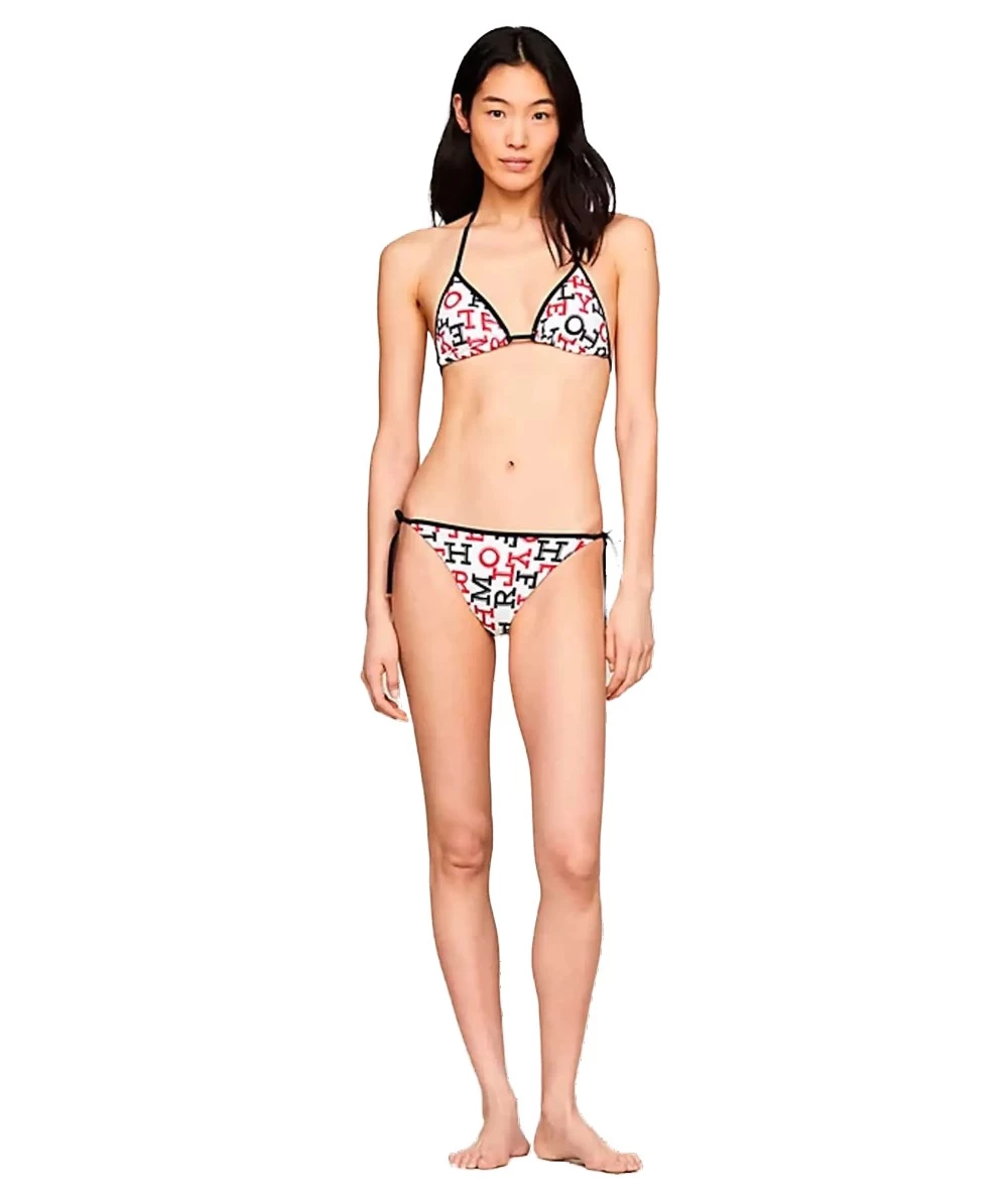 Tommy Hilfiger Γυναικείο Bikini Τριγωνάκι & Slip με Κορδονάκια Με All Over Logo Print 1