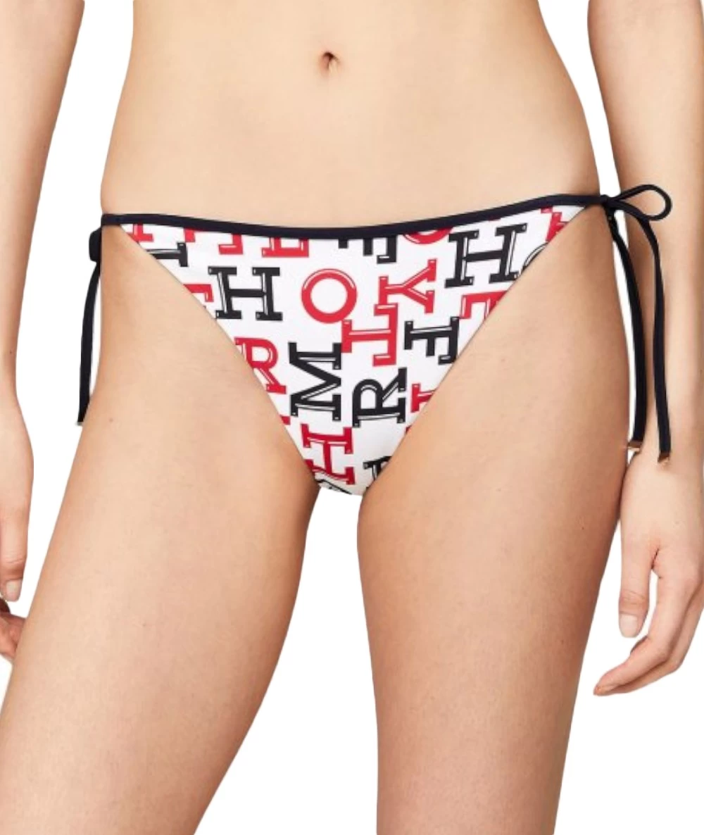 Tommy Hilfiger Γυναικείο Bikini Τριγωνάκι & Slip με Κορδονάκια Με All Over Logo Print 3