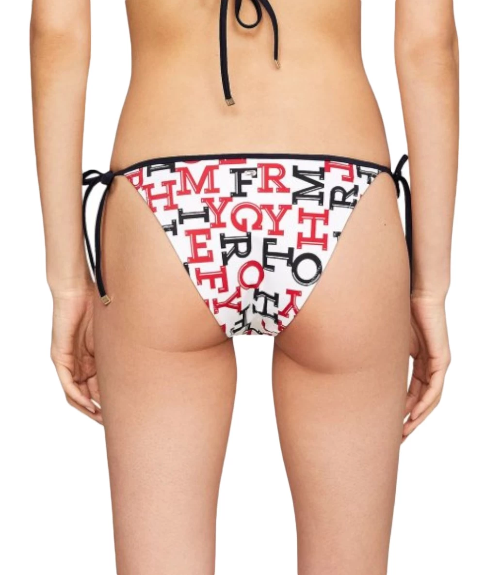 Tommy Hilfiger Γυναικείο Bikini Τριγωνάκι & Slip με Κορδονάκια Με All Over Logo Print 4