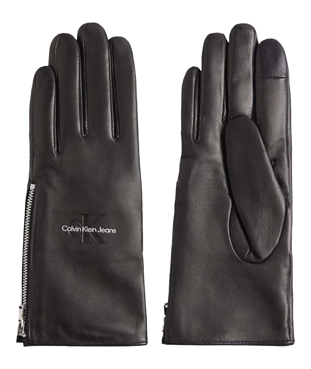 CALVIN KLEIN Women's Leather Gloves With Zipper. 1