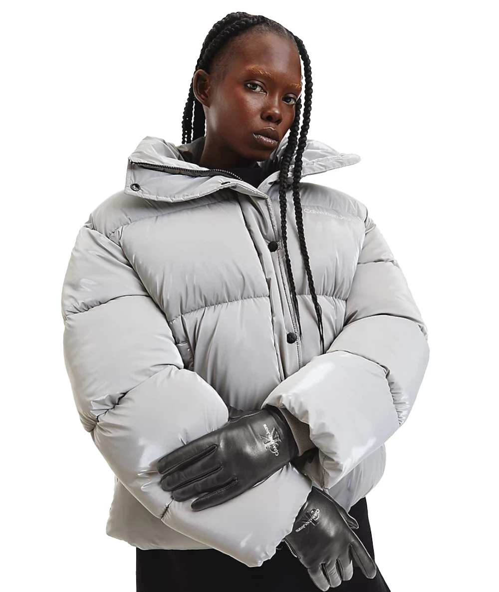 CALVIN KLEIN Women's Leather Gloves With Zipper. 2