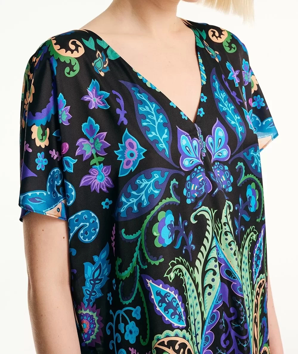 FOREL Γυναικείο Μακρύ Καφτάνι Εμπριμέ Φόρεμα. 3