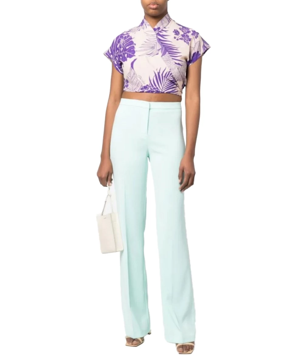 PINKO Women's Cropped Blouse With Floral Print. 2