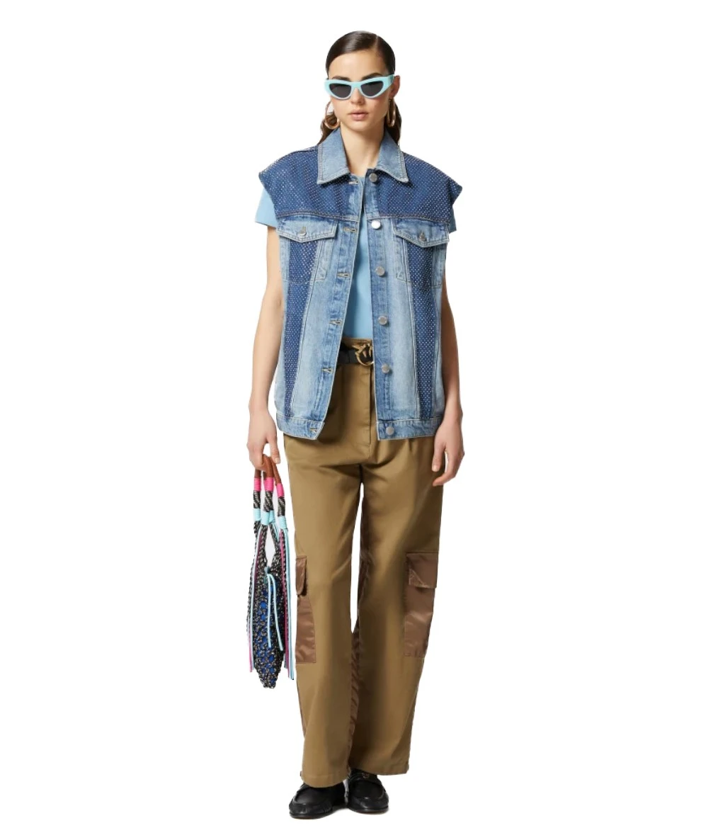 PINKO Αμάνικο τζιν μπουφάν με μίνι καρφιά 4