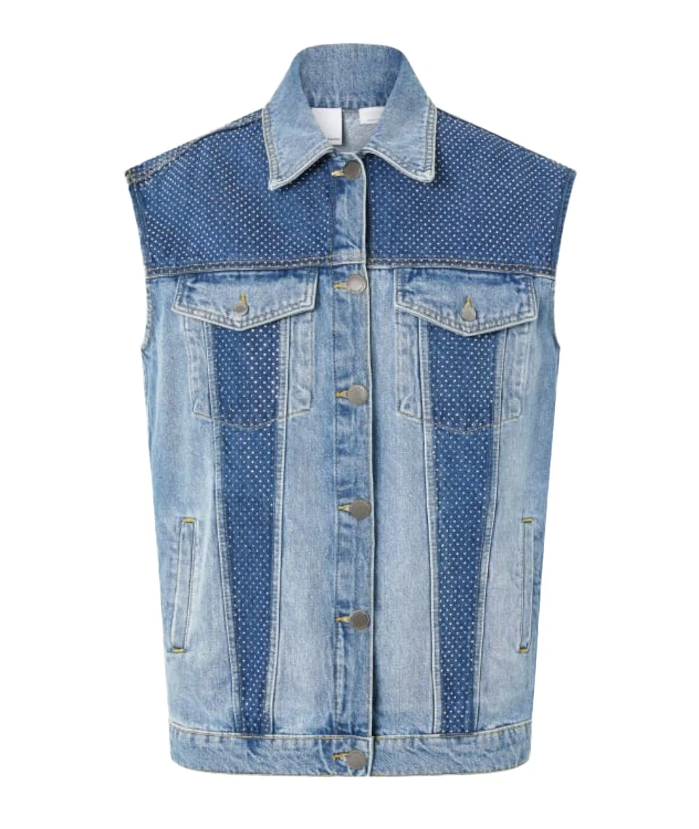 PINKO Αμάνικο τζιν μπουφάν με μίνι καρφιά 5